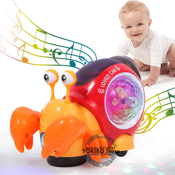 Crawling Crab Baby Toys with Music LED Light Up Interactive Musical Toys for Baby Dancing Crawling Toys Moving Toddler Toys 0 12