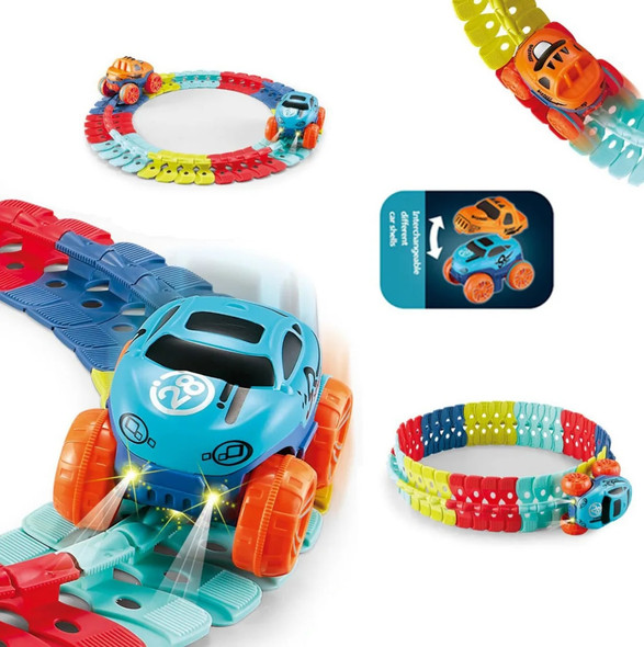 Changeable Track With LED Light Race Car Flexible Railway Toys Kit Car Diy Assembled Racing Track Set Creative Toys For Children