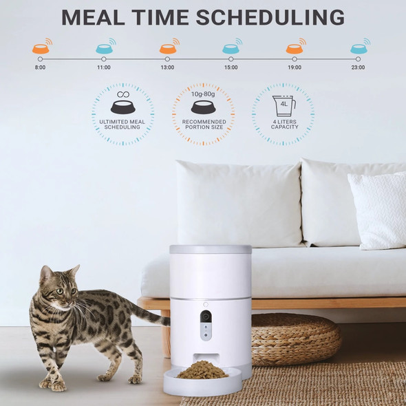 Automatic Pet Feeder with HD Camera, Smart Food Dispenser for Cats and Dogs, Portion Control, Programmable Treat Dispenser