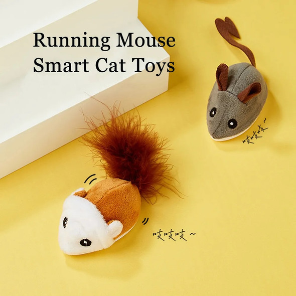 Smart Running Mouse Cat Toy Interactive Random Moving Electric Cat Teaser Toys Simulation Mice Kitten Self-Playing Plush Toys