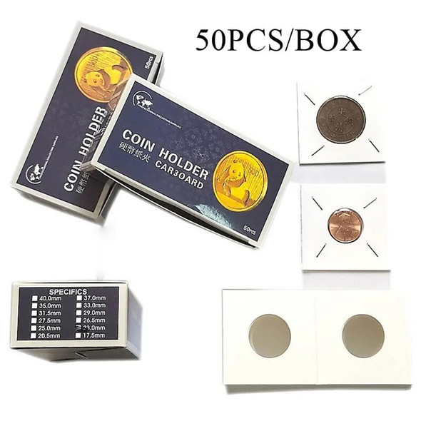 12 Specifications Coin Holders Stamp Holder Cover Coin Supplies Storage Square Cardboard Case Coin Album Collection Clip Flip