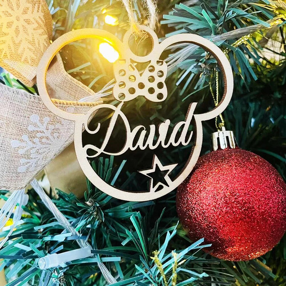Personalized Christmas Snowflake Ball Custom Laser Cut Baubles Different Name Ornament Christmas decoration Tree Wooden Tags