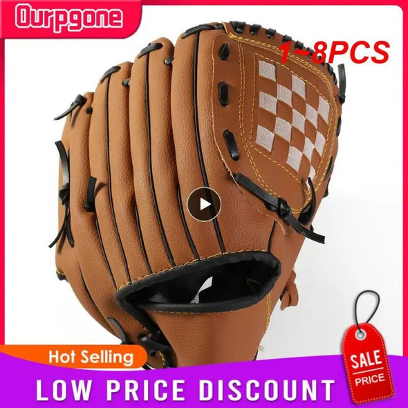 1~8PCS Pure Leather Baseball Glove Adult Children Baseball Training Thickened Cushioning Infield Pitcher Baseball Glove
