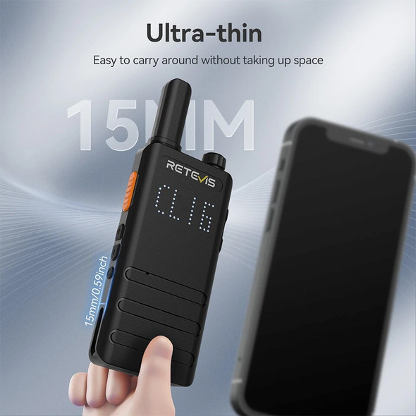 Mini Walkie Talkie With Screen Retevis B63H 2 PcsWalkie-talkie Portable PMR446 Profesional Two-way Radio Rechargeable