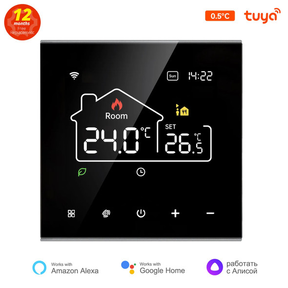Tuya WiFi Smart Thermostat Electric Heating Water Gas Boiler Temperature Controller Work With Alexa, Google Home, Alice Tuya WiFi Smart Thermostat Electric Heating Water Gas Boiler Temperature Controller Work With Alexa, Google Home, Alice