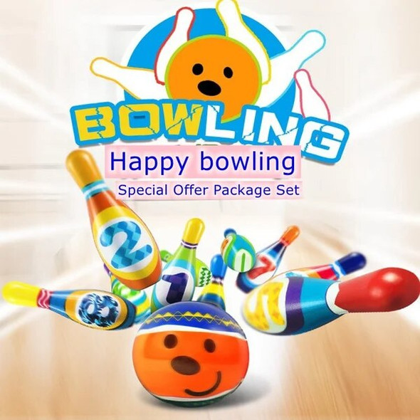 Children PU Solid Bowling Game Set Colorful Pattern Bowling Supplies Sports Bowling Game Parent-child Interactive Indoor Sports
