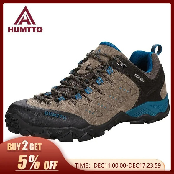 HUMTTO Hiking Shoes Men's Non-slip Outdoor Sneakers for Men Leather Winter Climbing Trekking Sports Man Boots 19066A