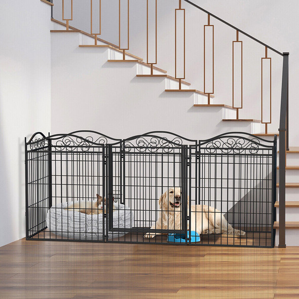 Dog Playpen 8 Panels Heavy Duty Metal Dog Fence Outdoor Extra Large Foldable Pet Crate Kennel with Door