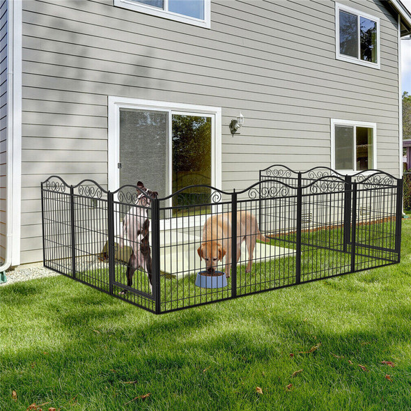 Dog Playpen 8 Panels Heavy Duty Metal Dog Fence Outdoor Extra Large Foldable Pet Crate Kennel with Door