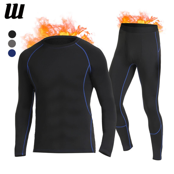 Men's Thermal Underwear Set Fleece Lined Base Layer Thermals Top Bottoms Winter Long Sleeve Long Johns for Workout Skiing Hiking