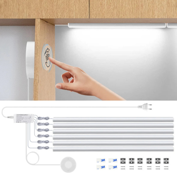 Hand Scan Switch Penetrable Wood Touch Sensor Dimmable LED Under Cabinet Light Aluminium Lamp Home Wardrobe Cupboard Decoration