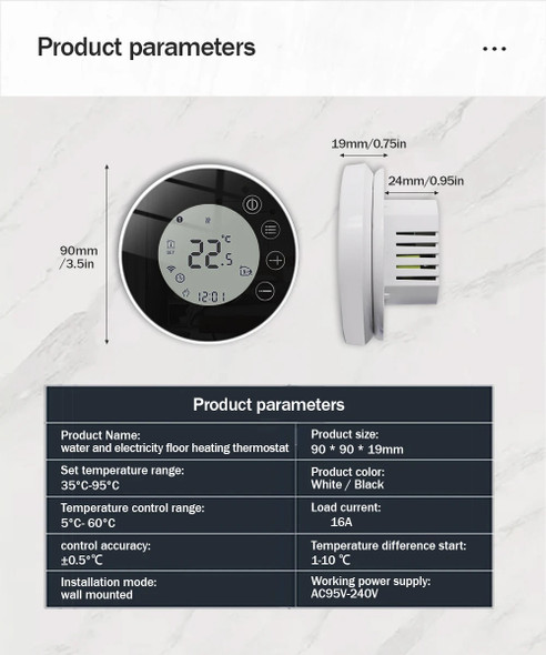 WiFi Smart Thermostat Temperature Controller Electric Floor Heating TRV Water Gas Boiler Remote Control ByTuya Alexa Google Home WiFi Smart Thermostat Temperature Controller Electric Floor Heating TRV Water Gas Boiler Remote Control ByTuya Alexa Google Home