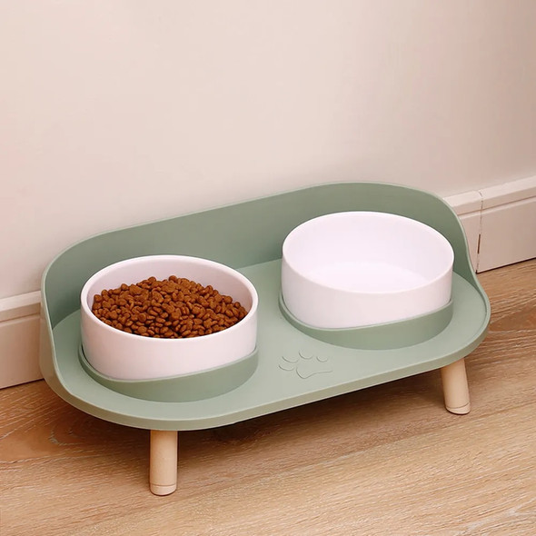 Cat Double Bowls Feeder Adjustable Height Pet Cats Drinker Water Bowl Elevated Feeding Kitten Supplies Food Feeders Dogs Dish