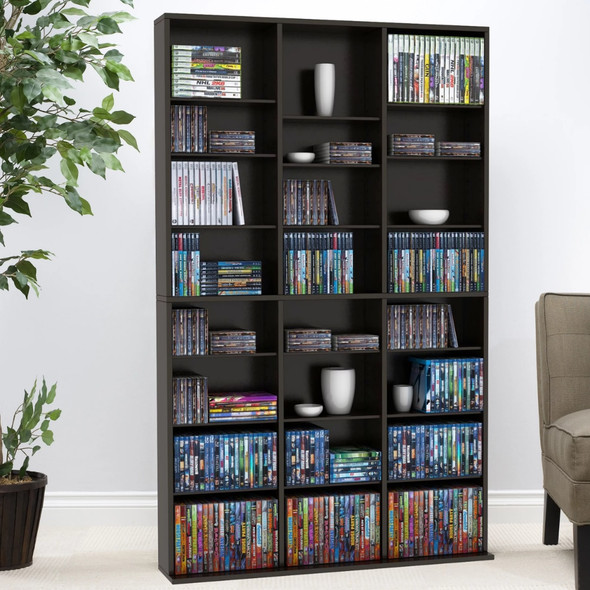 60"  Adjustable 12-Shelf Media Storage Bookcase,  book shelf furniture  bookcase