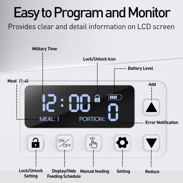 ROJECO 4L Automatic Pet Feeder Button Version Auto Cat Food Dispenser Accessories Smart Control Pet Feeder For Cats Dog Dry Food ROJECO 4L Automatic Pet Feeder Button Version Auto Cat Food Dispenser Accessories Smart Control Pet Feeder For Cats Dog Dry Food