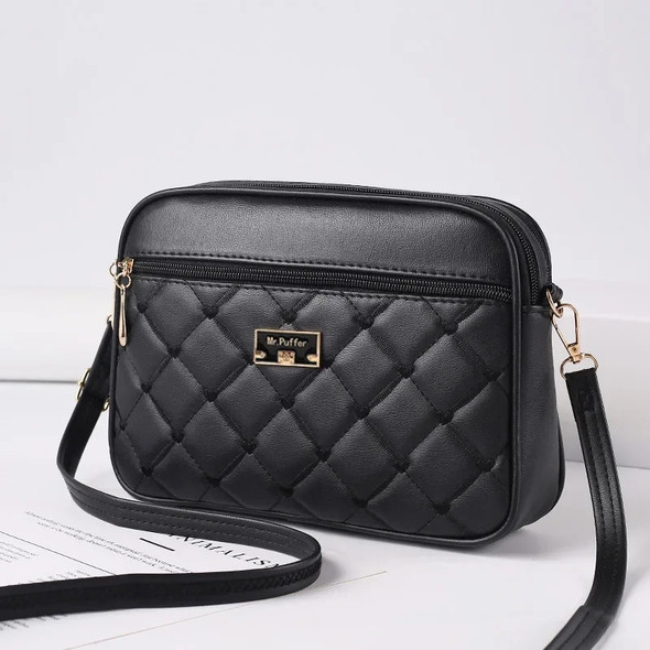 Women's 2023 New Cross Border Foreign Trade Lingge PU Crossbody Versatile Small Messenger Bag One Shoulder Small Square Handbag