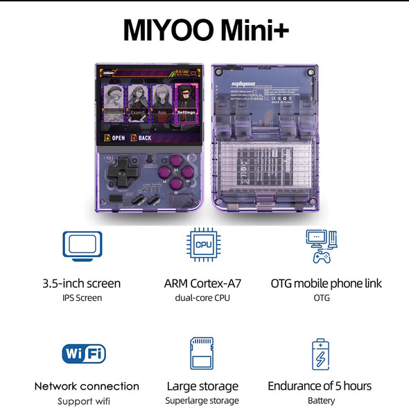 MIYOO Mini Plus Retro Handheld Game Console Portable V2 Mini+ IPS Screen Classic 3.5" Video Game Console Linux System Xmas Gift