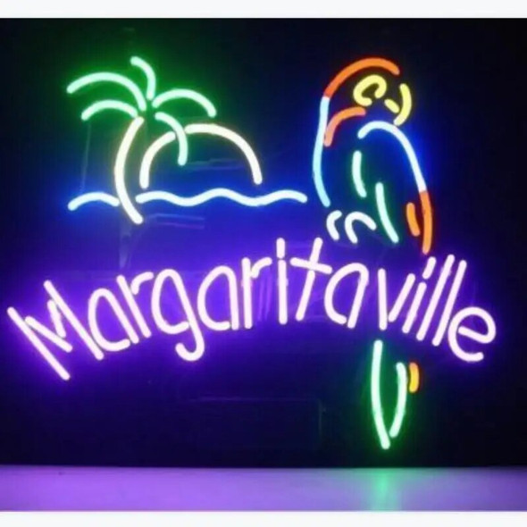 Custom Margaritaville Parrot Tree Glass Neon Light Sign Beer Bar