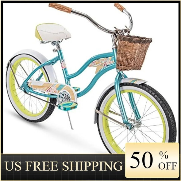 Huffy Panama Jack Girl's Beach Cruiser Bike, Pool Blue, 20 inch