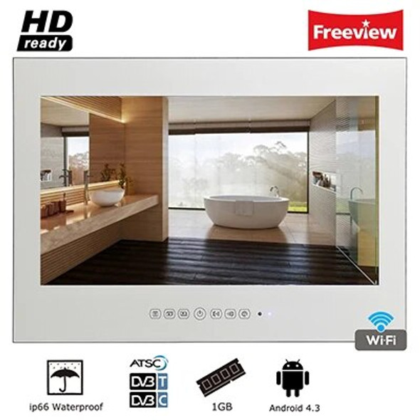 Souria 55 Inches Smart LED TV Waterproof for Bathroom Sauna Room IP66 Wall Mounted BIG Screen Display (Mirror/ Black Color) Souria 55 Inches Smart LED TV Waterproof for Bathroom Sauna Room IP66 Wall Mounted BIG Screen Display (Mirror/ Black Color)