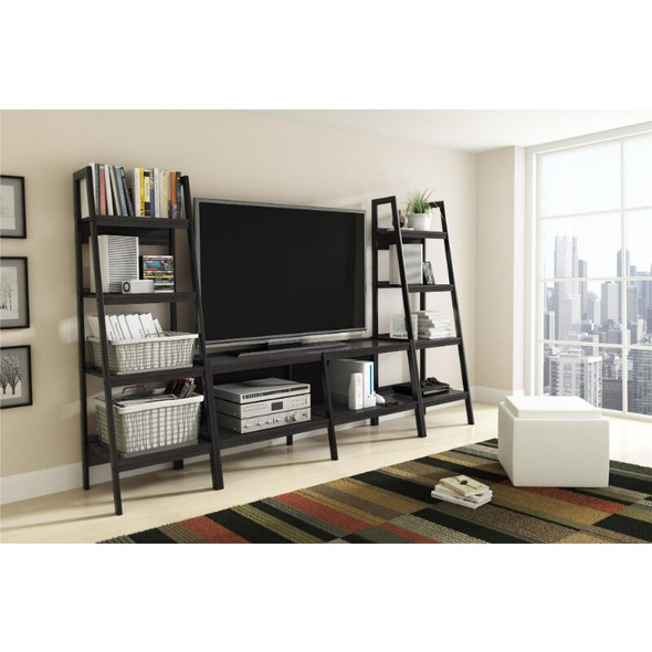 Ameriwood Home Hayes 4 Shelf Ladder Bookcase Bundle, Black book shelf furniture