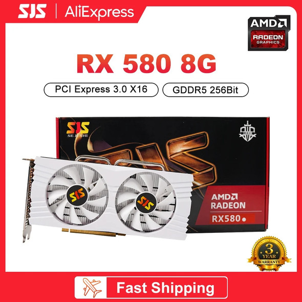 SJS New RX580 8GB Graphics Card GPU GDDR5 256Bit 8Pin PCIE 3.0×16 for Mining Gaming Desktop Computer Video Card placa de video SJS New RX580 8GB Graphics Card GPU GDDR5 256Bit 8Pin PCIE 3.0×16 for Mining Gaming Desktop Computer Video Card placa de video