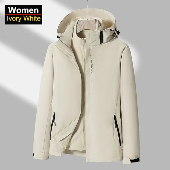 Women's 3 In 1 Thick Hiking Fleece Jacket Waterproof Winter Windbreaker Outdoor Warm Camping Jacket Women Windproof Coat