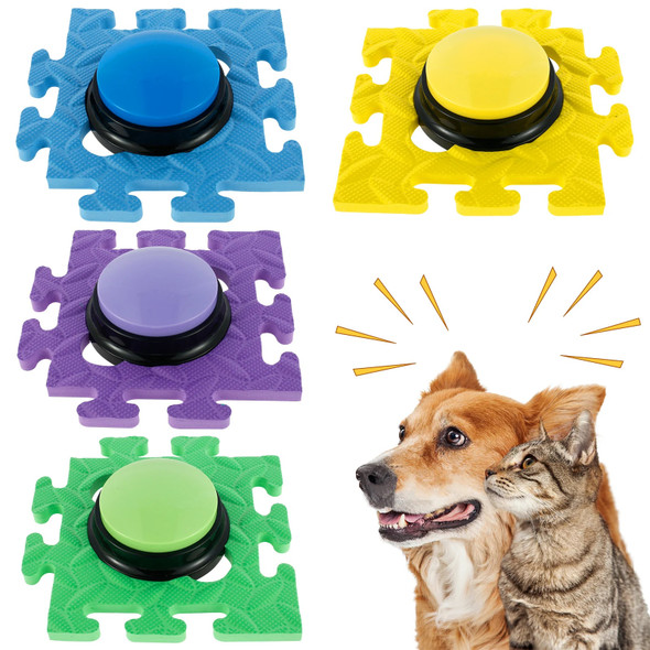 4Pcs Dog Talking Button Recordable Training Buttons for Dogs Talking Dog Buzzer with Anti-Slip Pad 30 Seconds Voice Recording