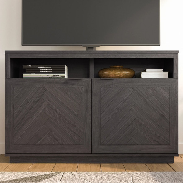 Better Homes & Gardens Herringbone TV Stand For TVs up to 55”, Gray modern tv stand  tv cabinet living room furniture