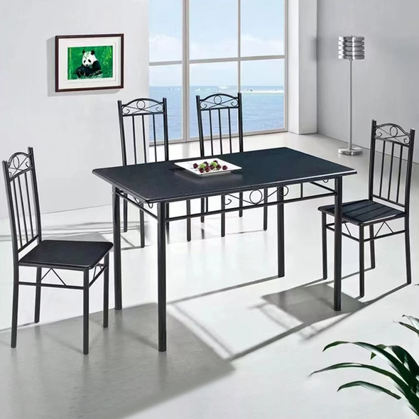 SUGIFT Traditional 5-Piece Dining Table Set with 4 Cushioned Chairs, Black dinner table and chairs