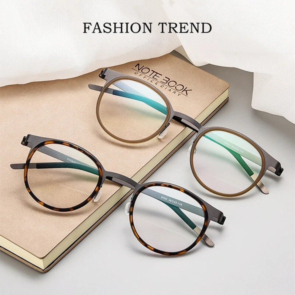 YIMARUILI Ultra-light Fashion High-end Pure Titanium Screwless Design Retro Round Optical Prescription Glasses Frame Men 9704JW