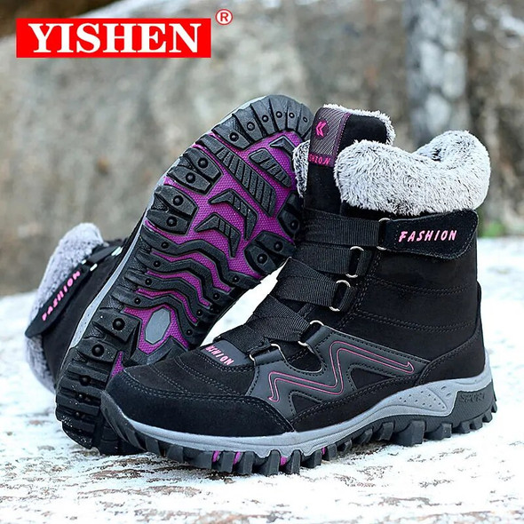 YISHEN Women Snow Boots Winter Sneakers Suede Warm Plush Ankle Boots Fashion Outdoor Booties For Women Casual Shoes Botas Mujer