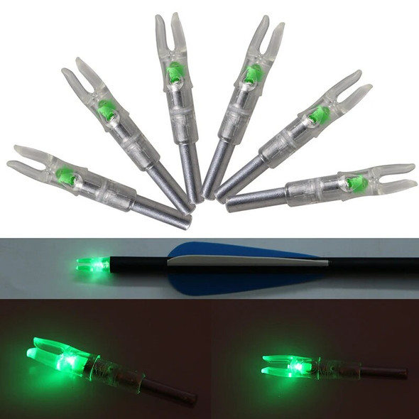 6PCS Green Led Lighted Nocks For Arrow Shaft ID 6.2mm Archery Hunting Shooting Automatically Recurve Crossbow Compound Bow new