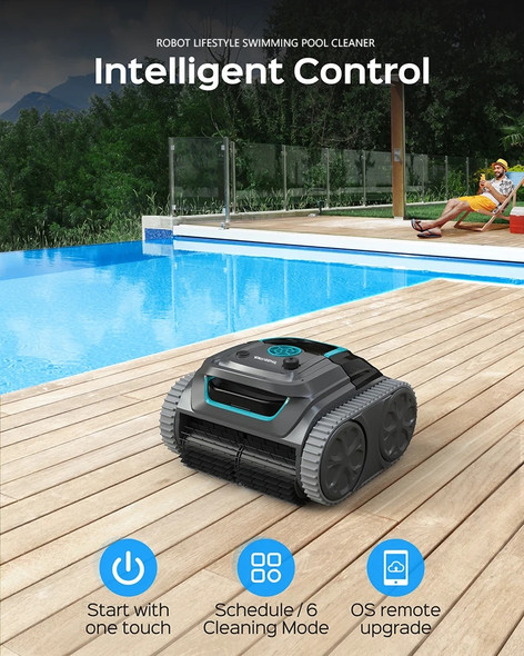 Robot Swimming Pool Cleaner Cordless APP Control Rechargeable Lithium Battery 6400mAh Route Planning for Tiles,PVC,Mosaic,Cement