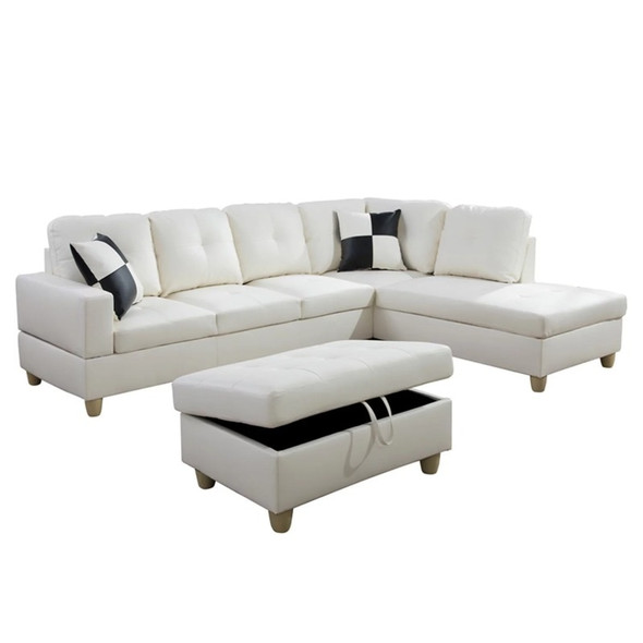 Hommoo Convertible Sectional Sofa, L Shaped Couch for Small Space Living Room, White(Without Ottoman) Hommoo Convertible Sectional Sofa, L Shaped Couch for Small Space Living Room, White(Without Ottoman)