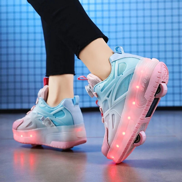 Kid Boys Girls Flashing Roller Skate Shoes USB Charging Children Fashion LED Light Up Shoes Luminous Wheels Sneakers for Street