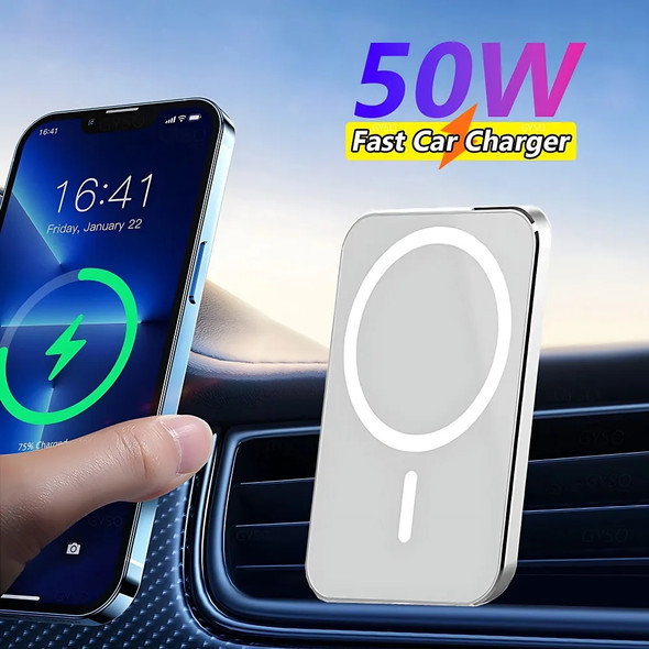 50W Magnetic Wireless Charger Car Air Vent Mount Phone Holder Fast Charging Station For iPhone 15 14 13 Pro Max Samsung Xiaomi