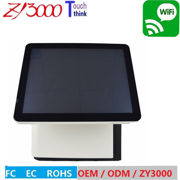 All in one dual screen POS system 15 Inch Touch Screen pos terminal  / all in one touch screen pc With MSR card reader