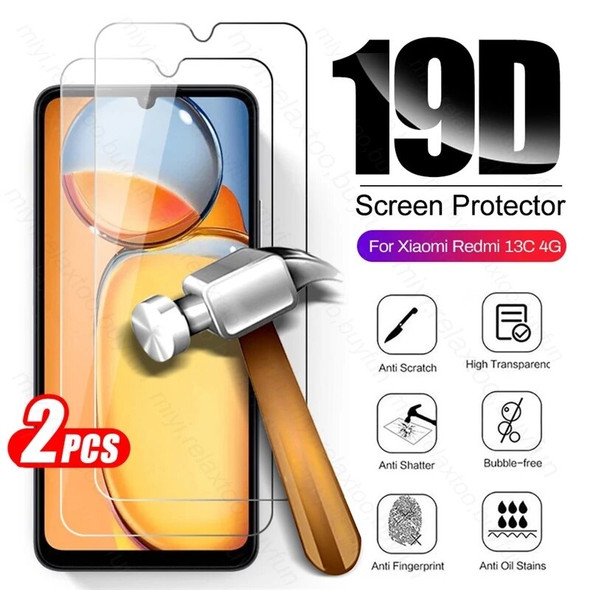 Redmi13C Case 2PCS Protective Glass For Xiaomi Redmi 13C 13 C C13 4G HD Tempered Glass Screen Protector Cover Redmy Readmi 13-C