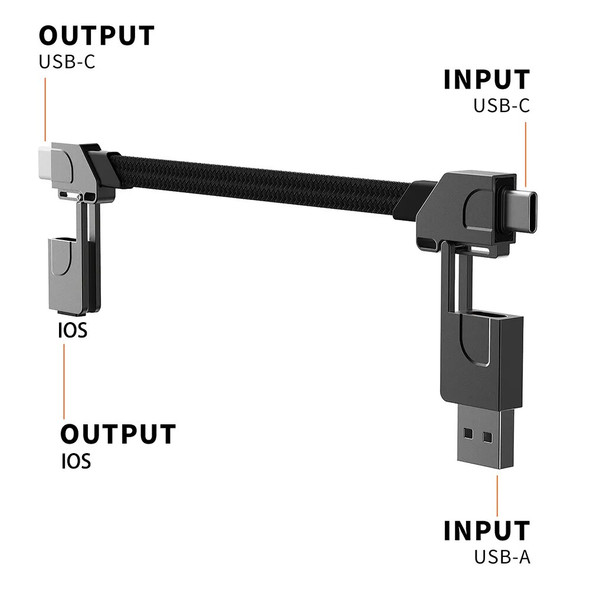 Multi Charging Cable Short for Travel Portable Magnetic Keyring 4 in 1 Fast Charger Cord PD 60W USB A/C to Type C for Phone Pad