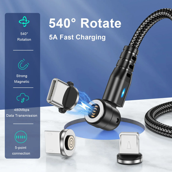 USLION 540 Rotate 5A Magnetic Cable Fast Charging Micro USB Type C Cable For iPhone Xiaomi Magnet Charger Wire Cord USB Cable USLION 540 Rotate 5A Magnetic Cable Fast Charging Micro USB Type C Cable For iPhone Xiaomi Magnet Charger Wire Cord USB Cable
