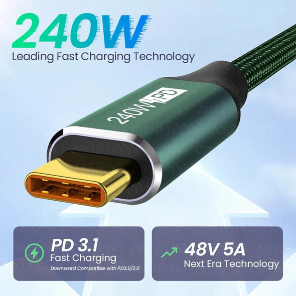 240W PD3.1 USB Type C to C Cable Fast Charging Wire for iPhone 15 Plus Pro Max PS5 Switch Samsung MacBook 5A Fast Charging Cable