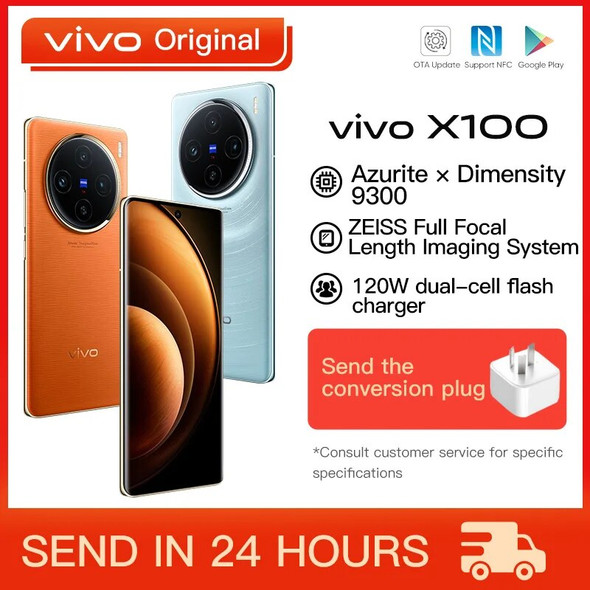 Original VIVO X100 5G Mobile Phone 6.78 Inch AMOLED Dimensity 9300 Octa Core 120W SuperFlash Charge 64M Triple Camera NFC