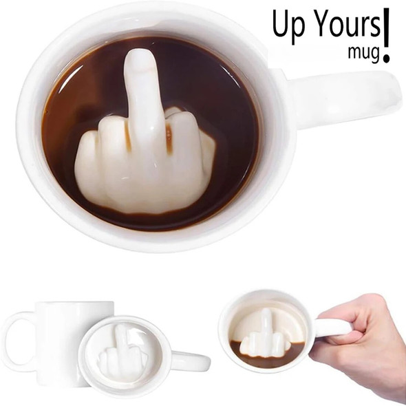 300ML Middle Finger Cup White Funny Ceramic Mug Mixing Coffee Milk Water Cup Creative Design Ceramic Mug Drinkware For Party