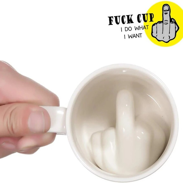 300ML Middle Finger Cup White Funny Ceramic Mug Mixing Coffee Milk Water Cup Creative Design Ceramic Mug Drinkware For Party