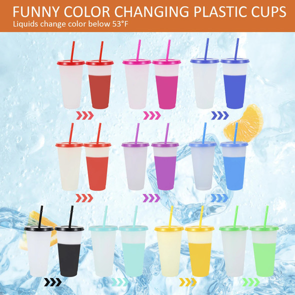 Beverage Mug 10pcs Beverage Mug Food Grade Plastic Straw Tumbler With Lid Straw Tumbler For Home Party Color Changing Cups