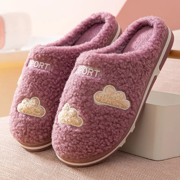 ASIFN Cute Cloud Slippers Faux Fur Plush Houseshoes Man Women Fluffy Comfy Home Flat Slip-on Winter Indoor Slides Couples Shoes