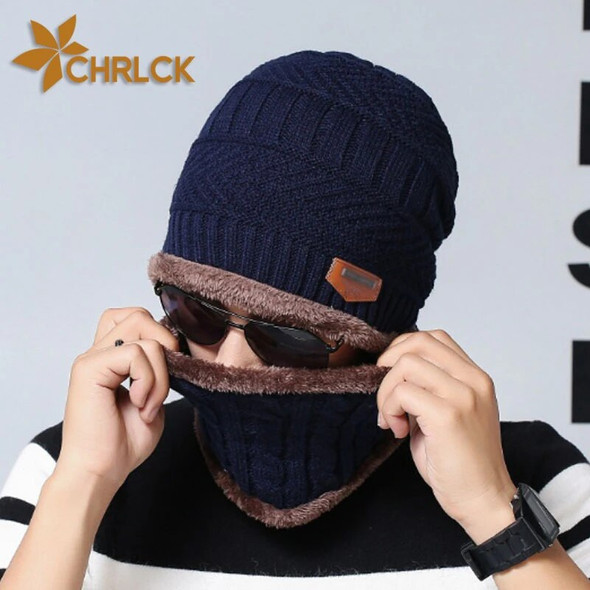 Coral Fleece Scarf Hats Winter Beanies Soft For Mens Black Warm Breathable Wool Knitted Winter Hat Letter Double Layers Caps