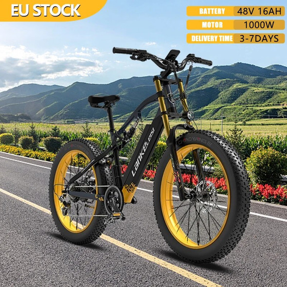 LANKELEISI EU Stock Electric Bike 48V16AH 1000W Motor 26inch 7speed Ebike Mountain Snow Fat Tire Off Road Adult Electric Bicycle