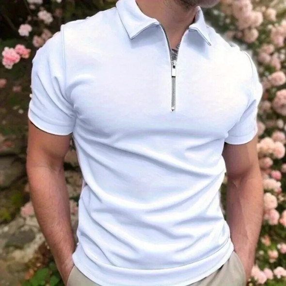 2 PCS Men's Polo Shirt Short Sleeve Casual Zipper Stand Collar Everyday Street Packaged For Sale Summer Fashion Striped Golf